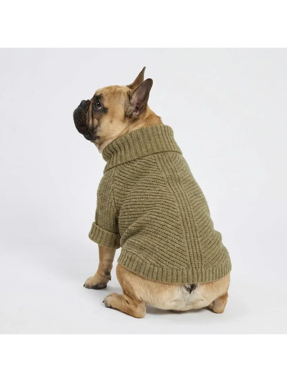 Cozy Thermal Knitted Dog Sweater - Winter Coat, Turtleneck Jacket, Sage Green